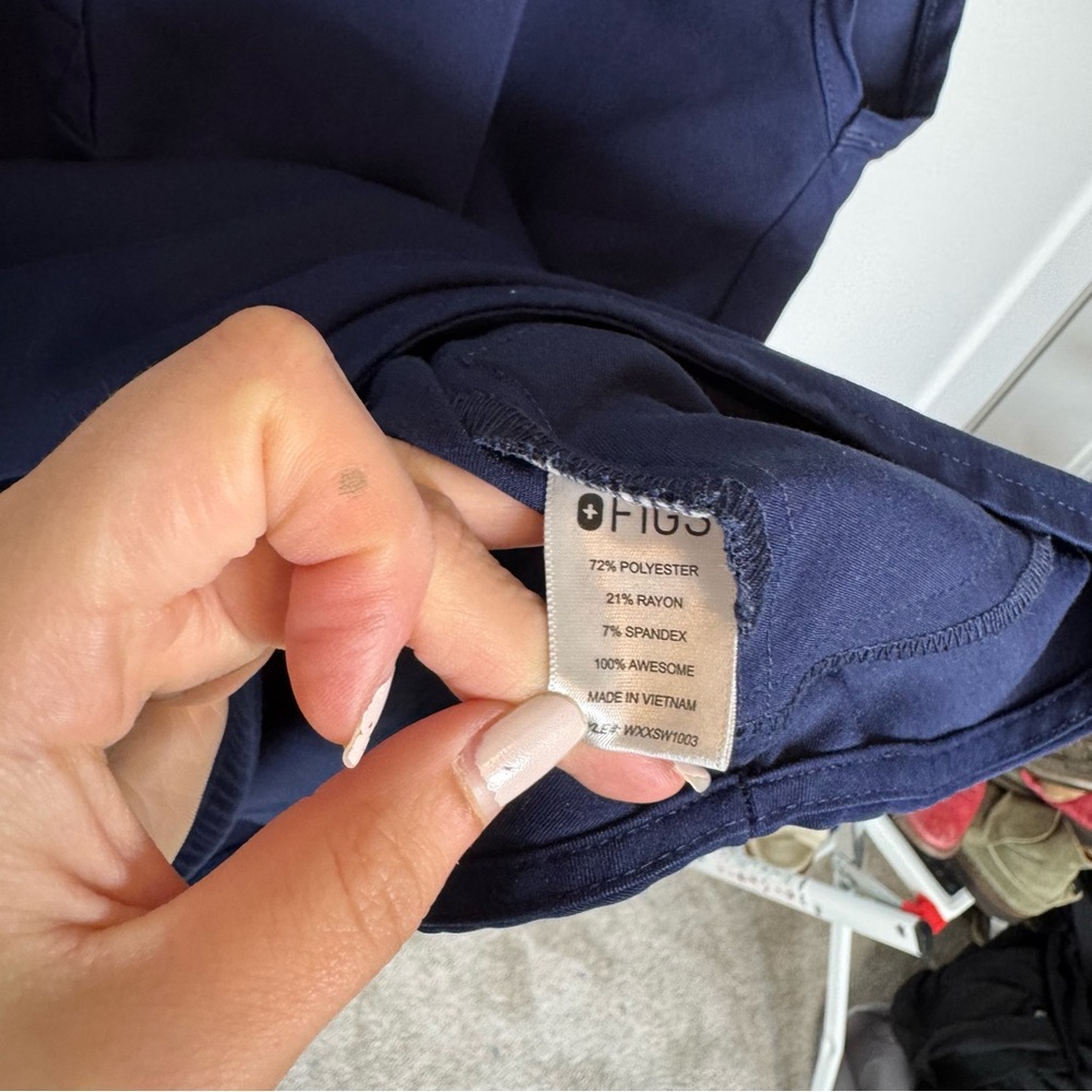 Figs Navy Short Sleeve Mock Neck Top - Picture 4 of 5